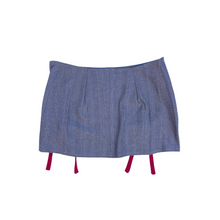 Load image into Gallery viewer, Up-cycled grey with red bow detail skirt

