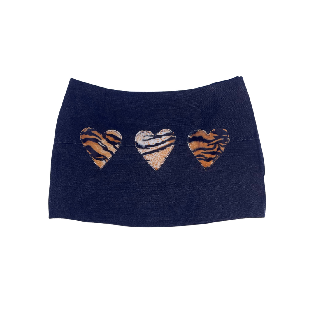 Up-cycled tiger print heart skirt