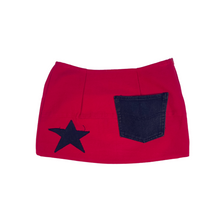 Load image into Gallery viewer, Up-cycled red star mini skirt
