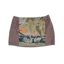 Load image into Gallery viewer, Up-cycled swan tapestry mini skirt
