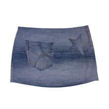 Load image into Gallery viewer, Up-cycled star denim mini skirt

