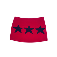Load image into Gallery viewer, Up-cycled red star mini skirt
