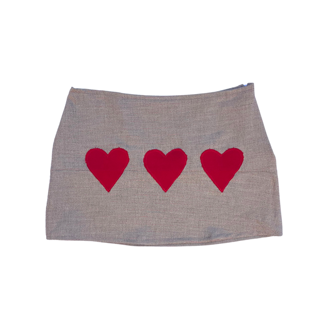 Up-cycled heart mini skirt
