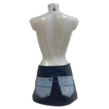 Load image into Gallery viewer, Up-cycled denim mini skirt
